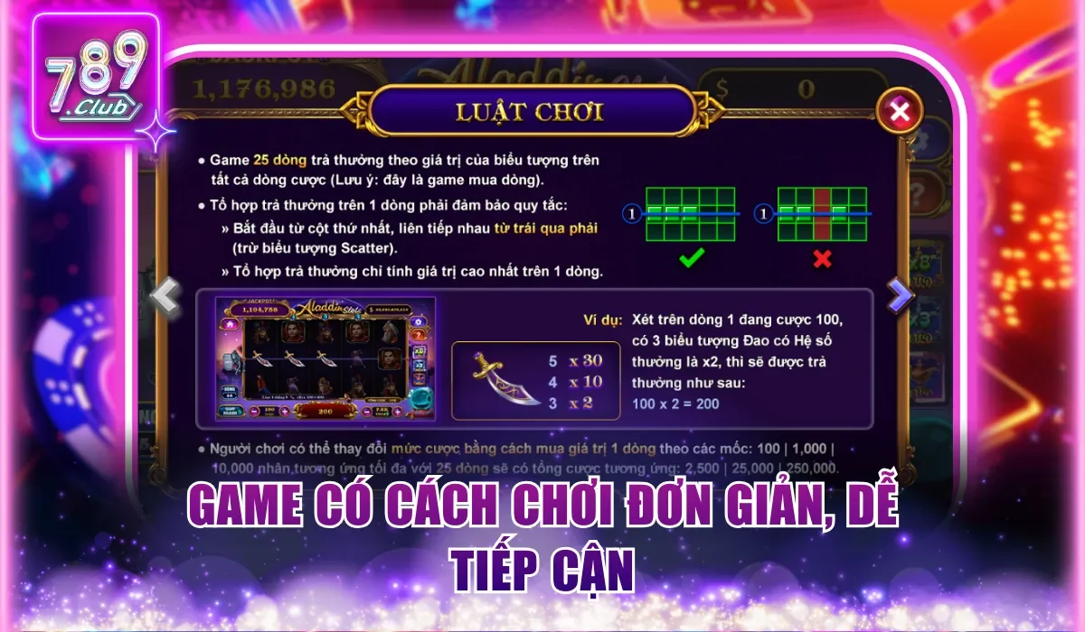 Aladdin Slots 789Club - Mở Kho Báu, Rinh Phần Thưởng Lớn 2 Cách chơi dễ tiếp cách cho cả người mới