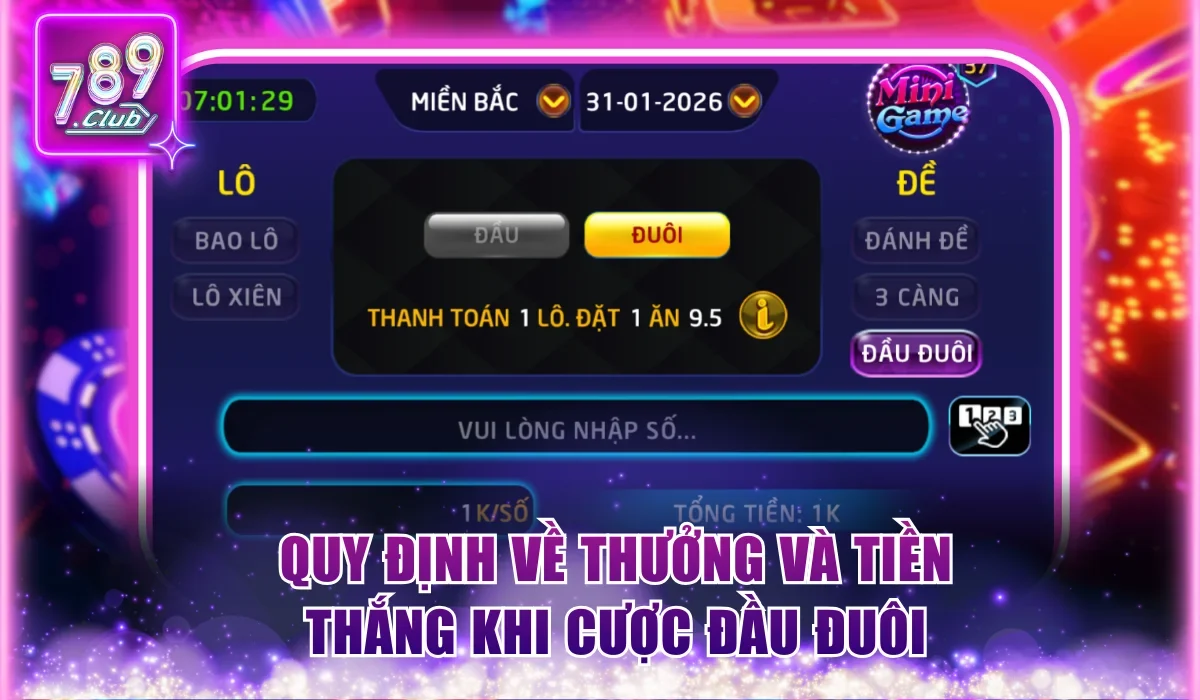 Quy định về thưởng và tiền thắng khi cược đầu đuôi